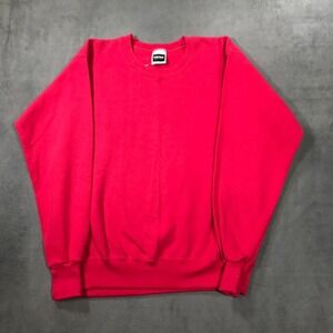 Vintage 90s Tultex Sweatshirt Womens Medium Bright Pink USA Raglan Deadstock